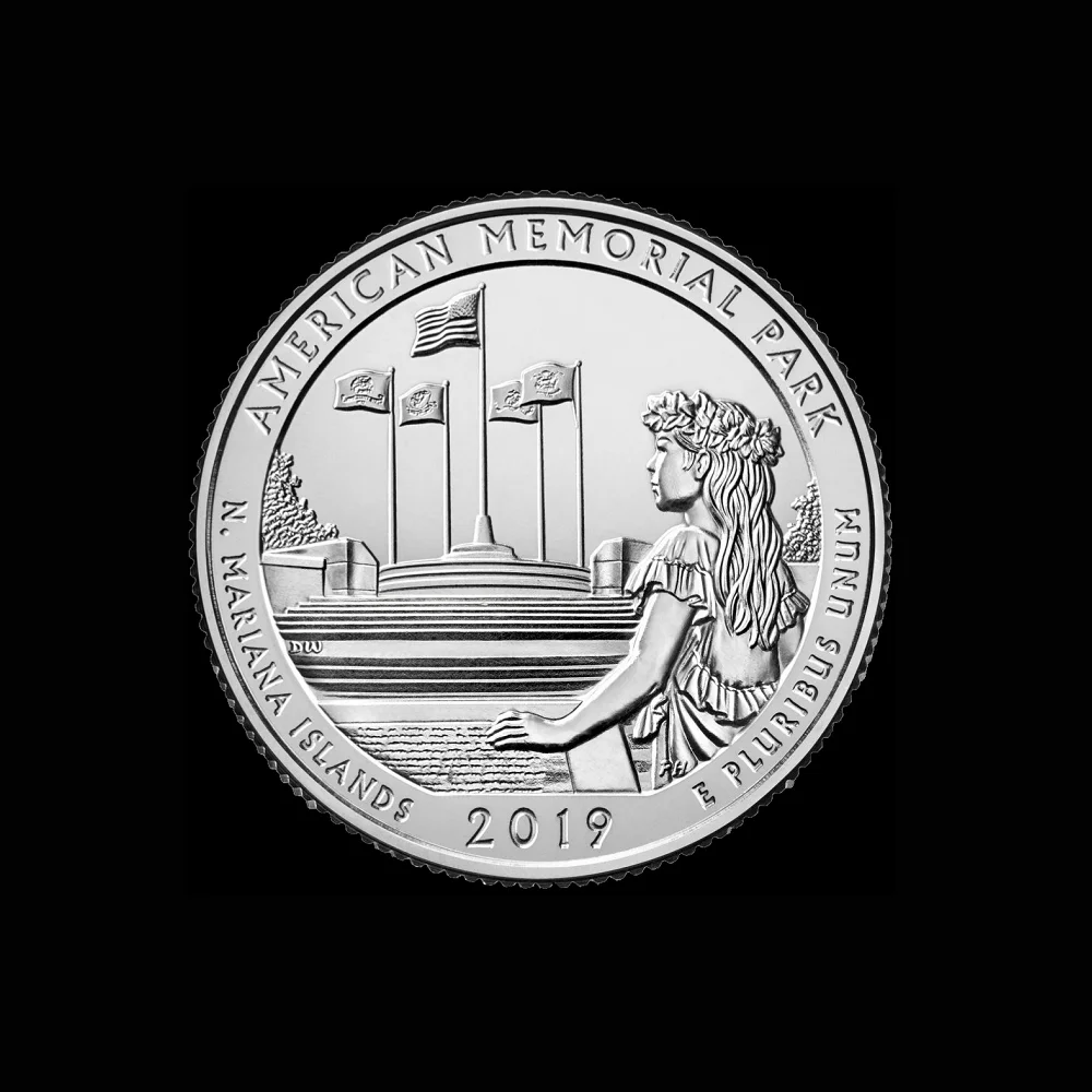 Памятная монета 25 центов Американский мемориальный парк 2019 год США 100% оригинал |