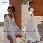 Lakshmigown пышное свадебное платье с длинным рукавом в стиле бохо 2022 Robe Mariee сексуальные пляжные летние свадебные платья свадебное платье с Боковым Разрезом и открытой спиной