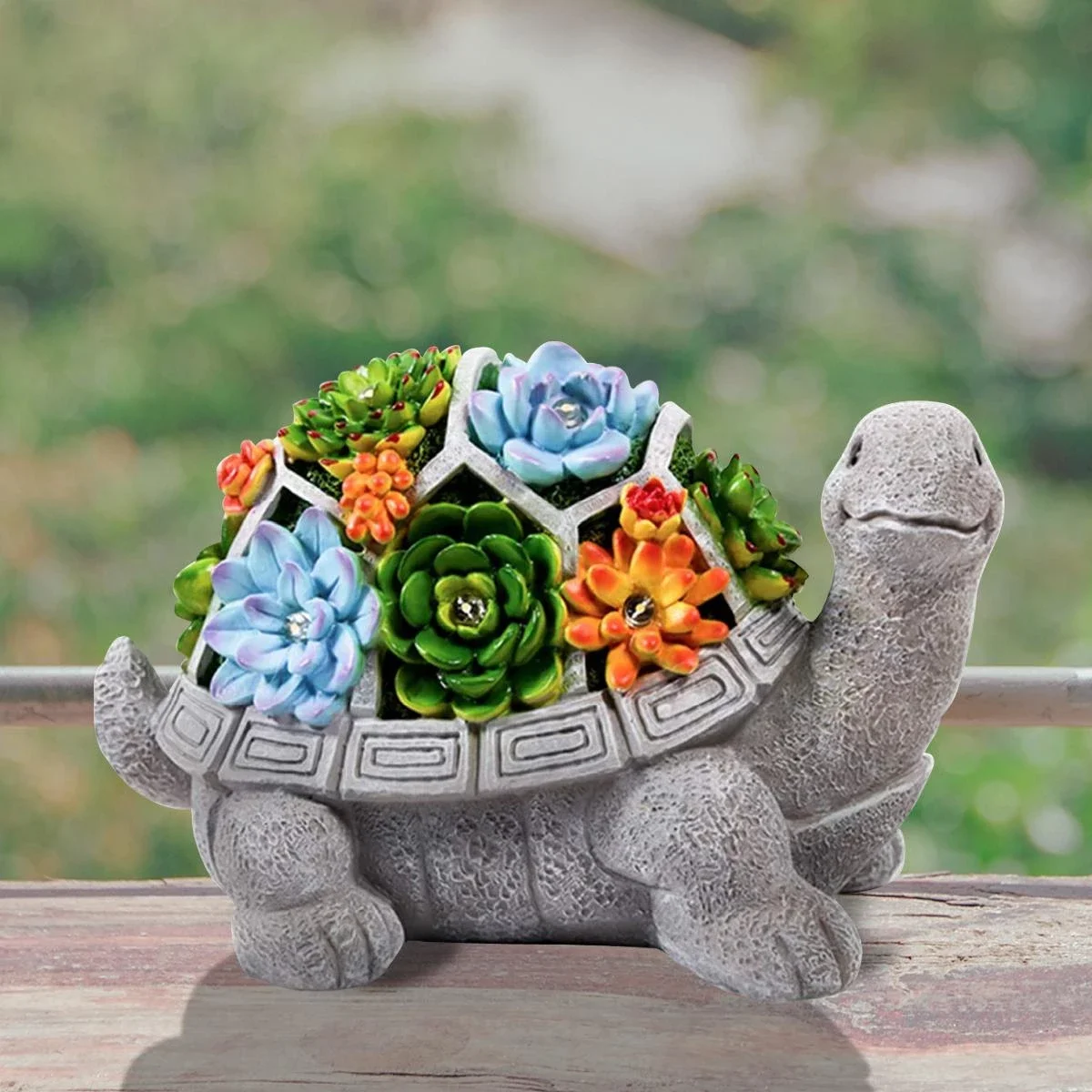 

Solar Garden Statue Turtle Outdoor Tortoise Figurine Decor with Succulent LED Light Jardin Yard Figurines Fathers' Day Gifts
