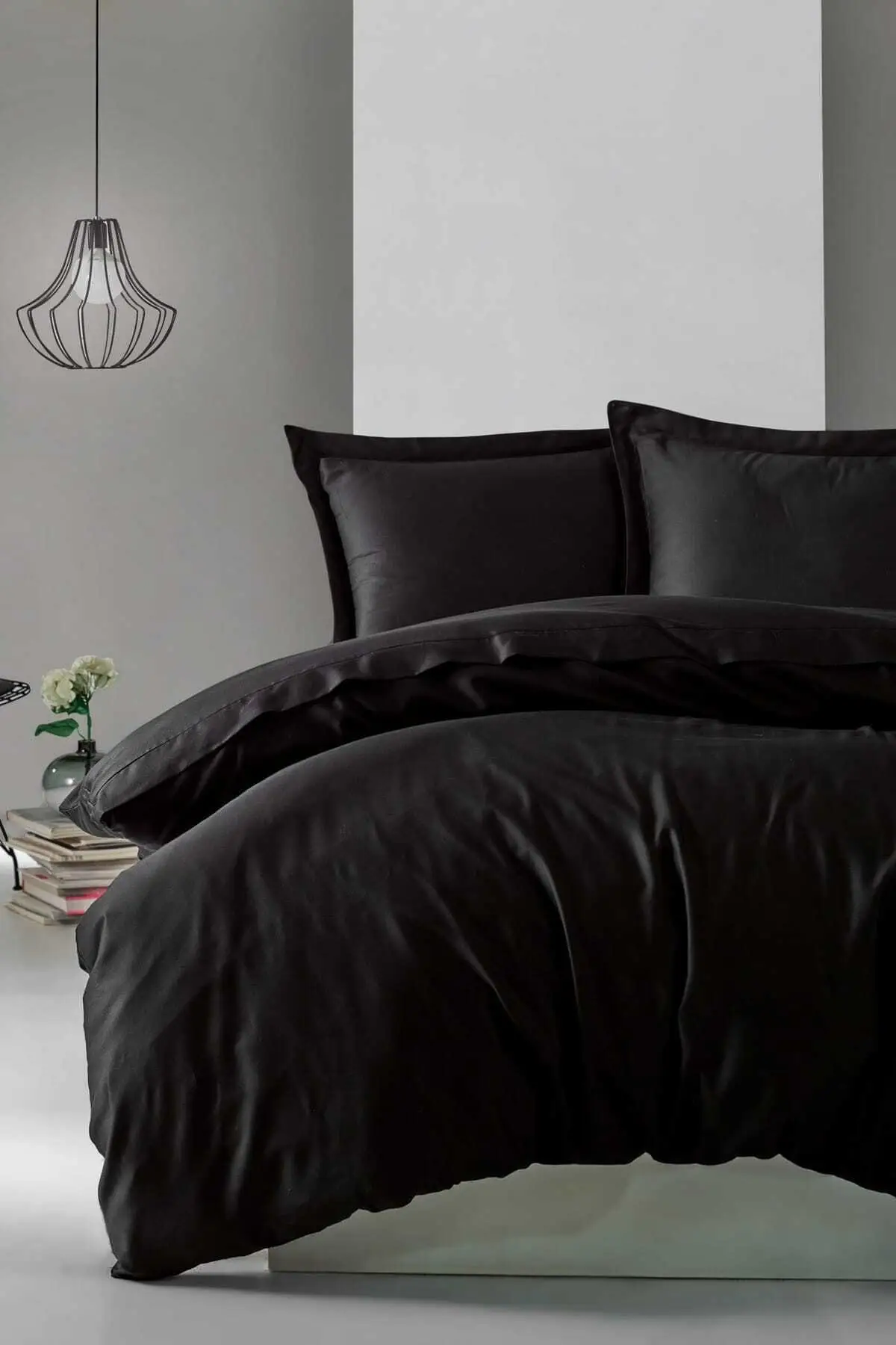 

Elegant Black Satin Double Bed Duvet cover set