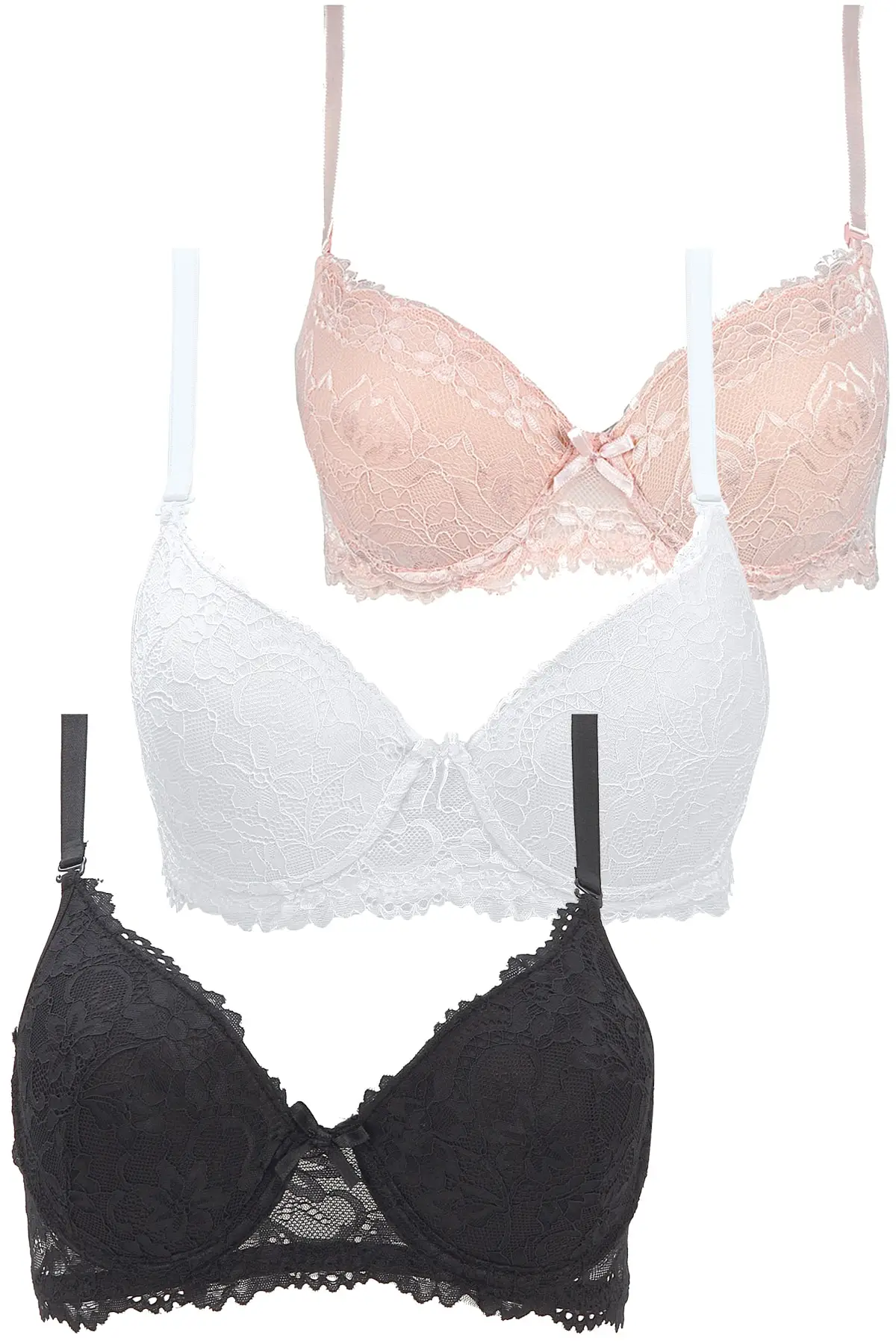

Women 3'l Package-Padded Underwired Bras Black-Ecru-Salmon