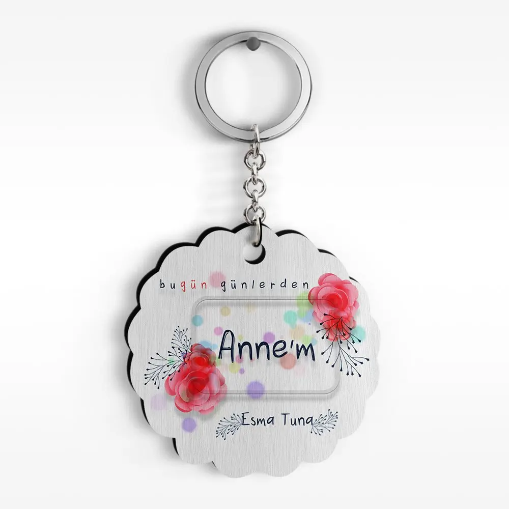 

Персонализированные день сегодня мама древесину конструкции Keychain-1