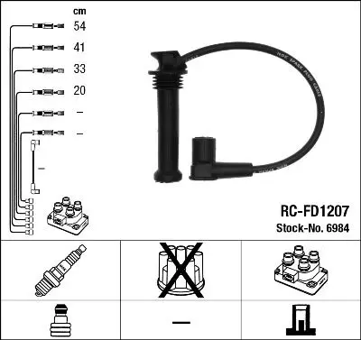 Комплект проводов Ford Mondeo III 1.8/2.0 16V 00-07 NGK RCFD1207