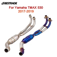for yamaha tmax 530 2017 2018 2019 motorcycle front middle link pipe header tube slip on 51mm mufflers escape stainless steel