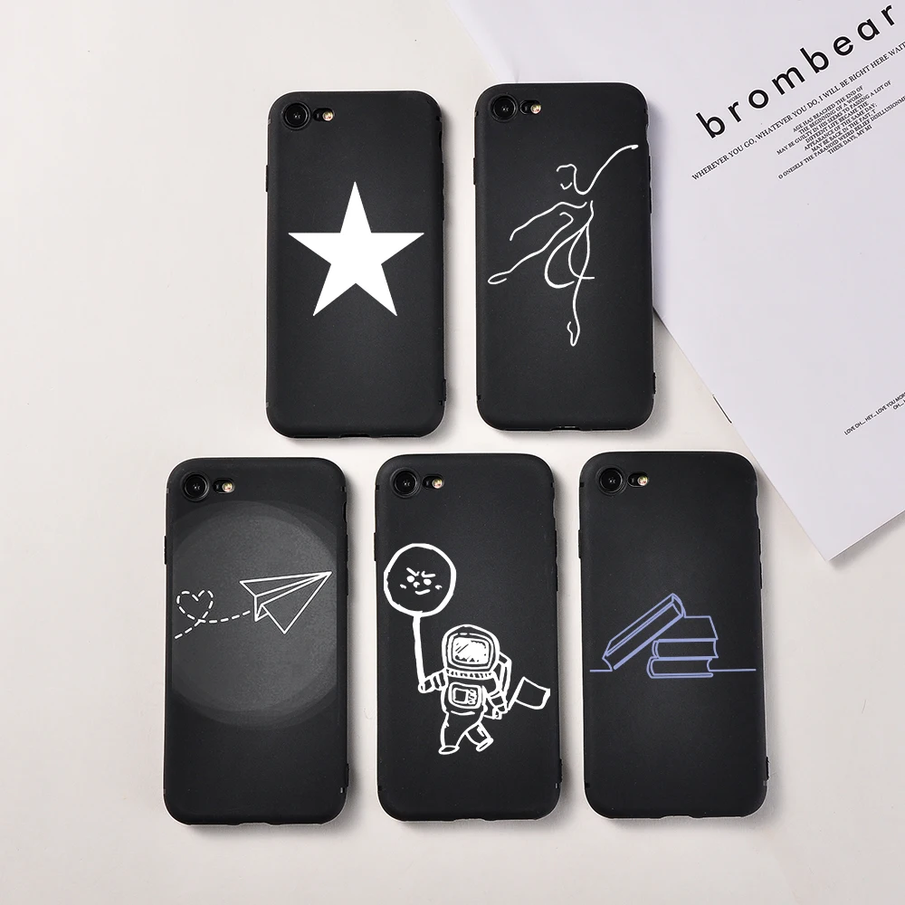 Милый простой чехол для телефона iPhone X XS MAX XR 11 Pro 7 8 6 6s Plus черный силиконовый мягкий