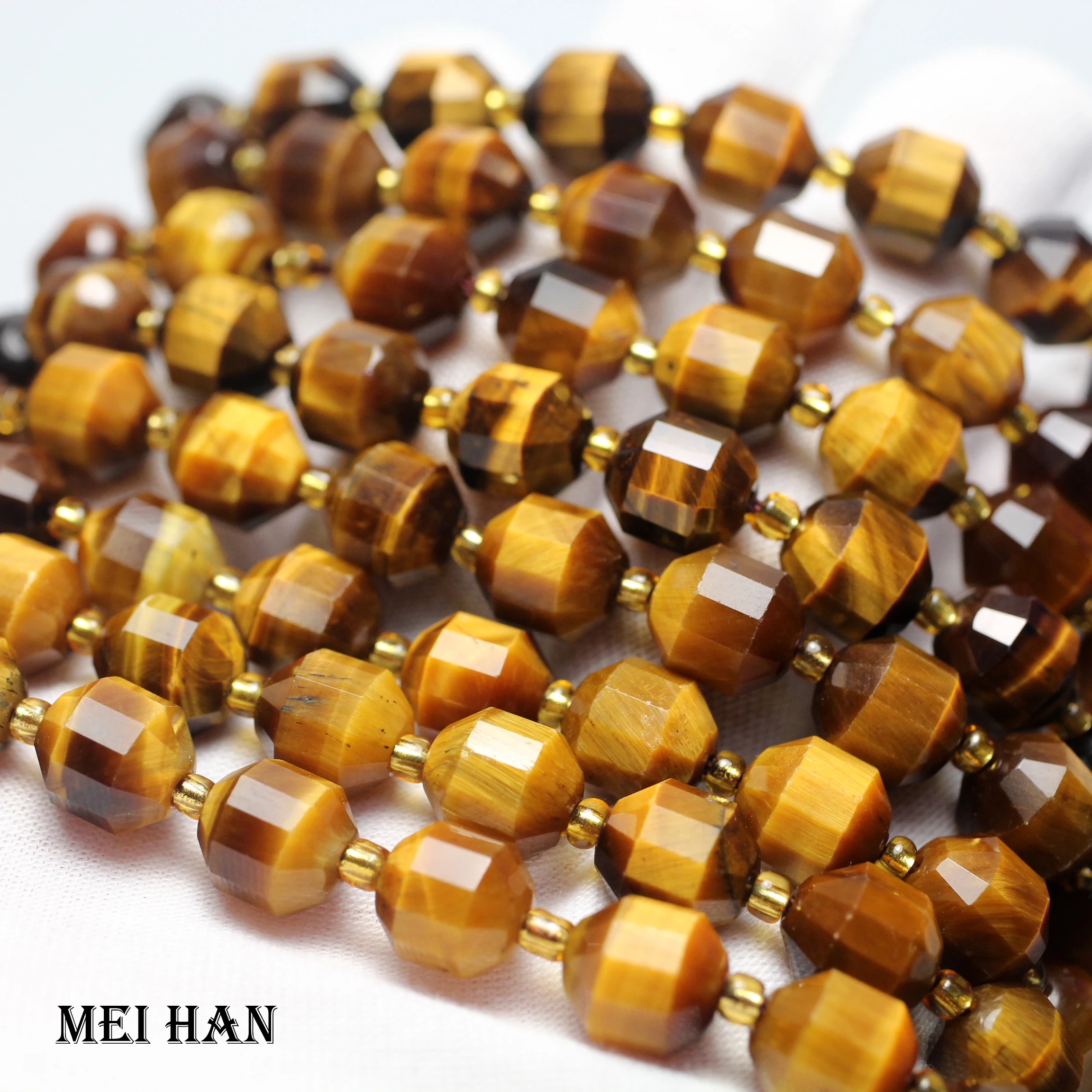 Бесплатная доставка (1 нить) коричневый тигровый глаз 9*10 мм граненые острые