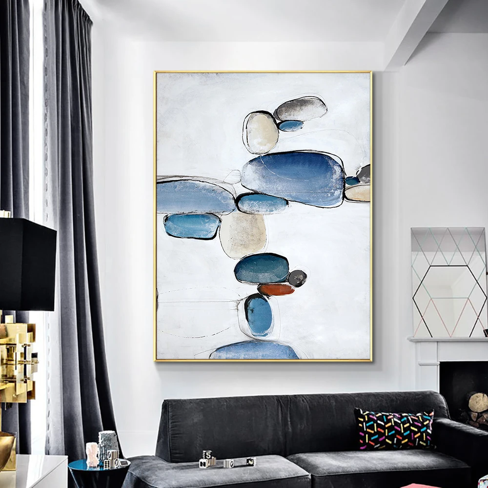 

YQ Modern Abstract 100% Hand Painted Oil Painting On Canvas Fashion Abstract Stone Wall Art For Living Room Home Decoration