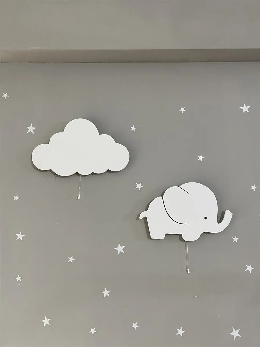 Jaju Baby White Elephant and White Cloud Night Light  Lighting