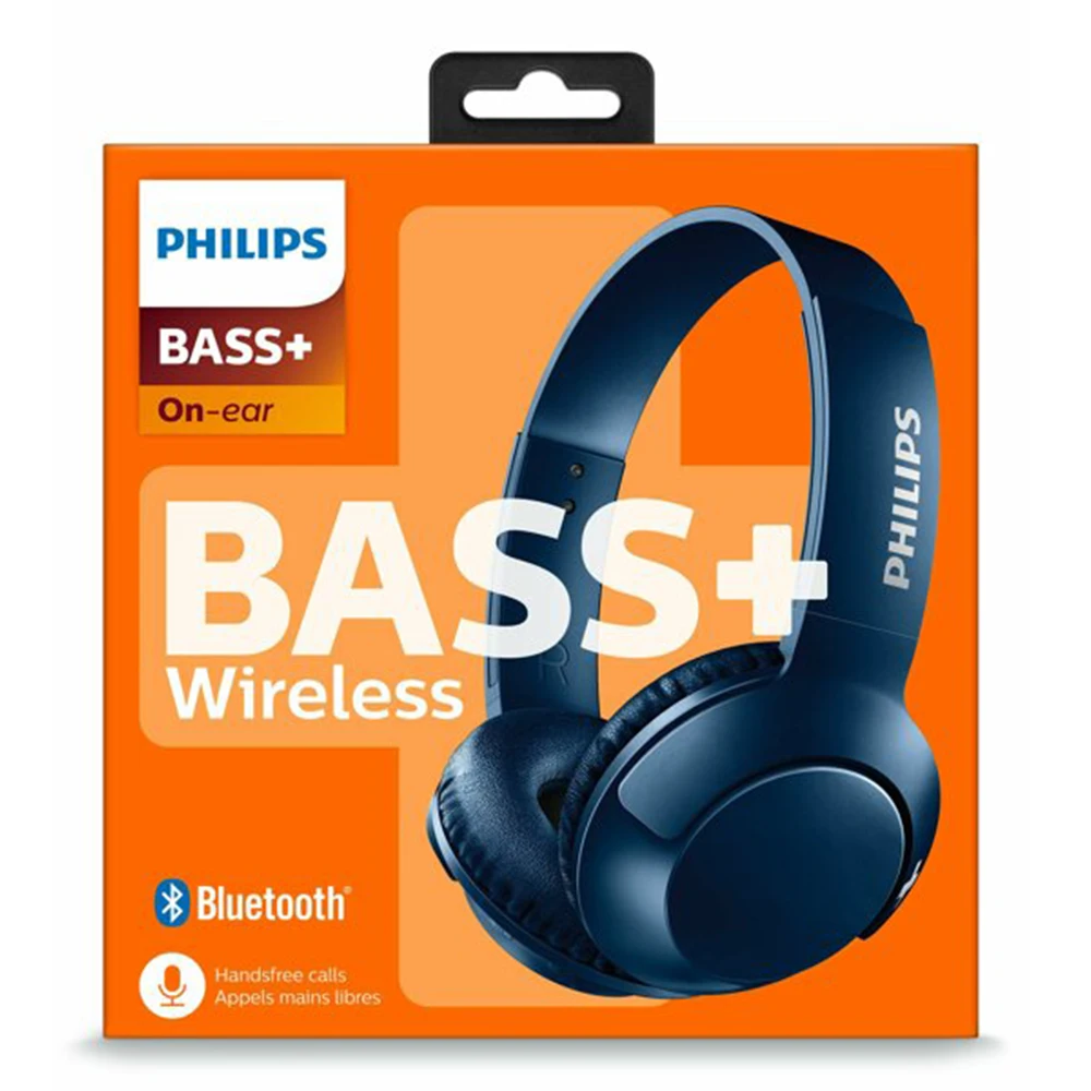 

Philipss SHB3075 BASS+ Blue Bluetooth 4.1 Headset High Quality Earphone Volume with Microphone Control Wireless Headphones