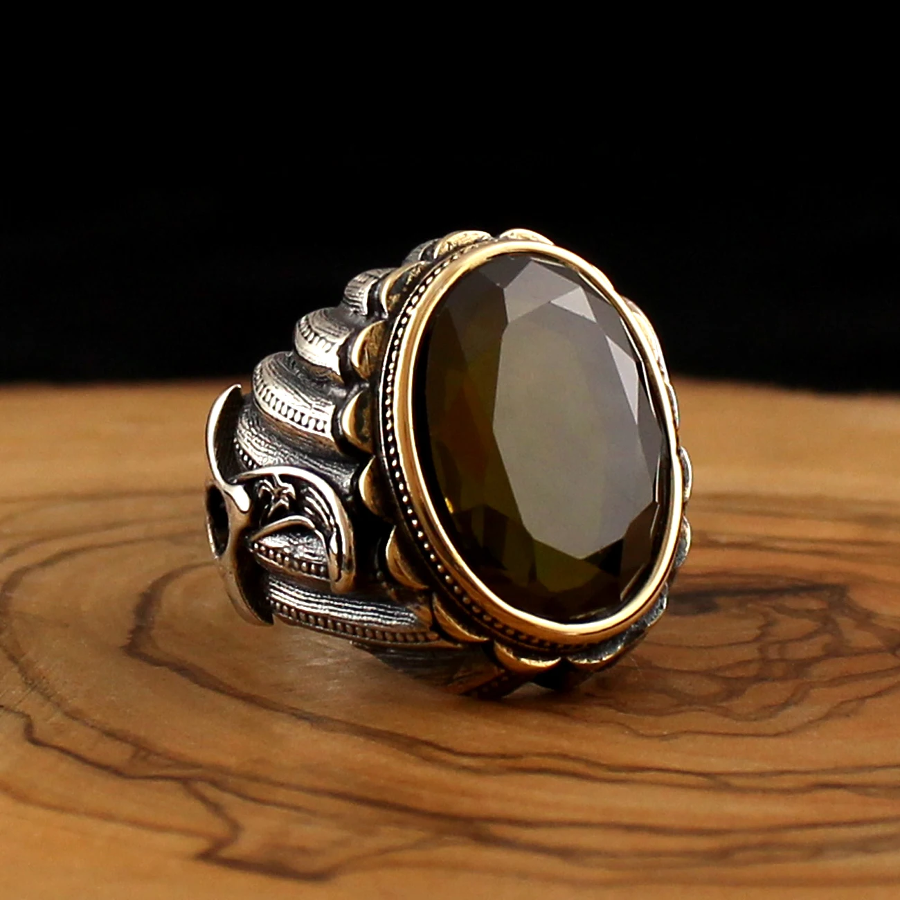 Турецкий Стиль 925 стерлингового серебра натуральный камень циркон кольцо для