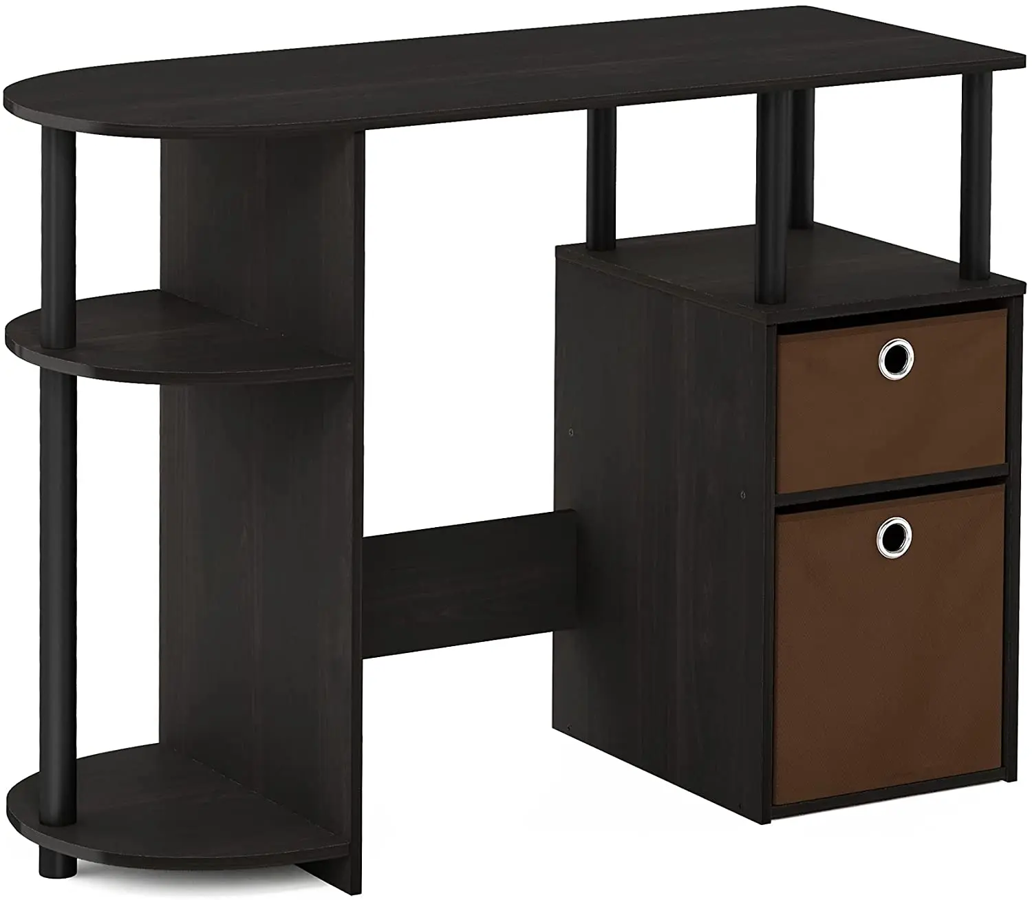 

Computer Study Desk with Bin, Brown Study Table Small Desk Home Office Desk with Bins