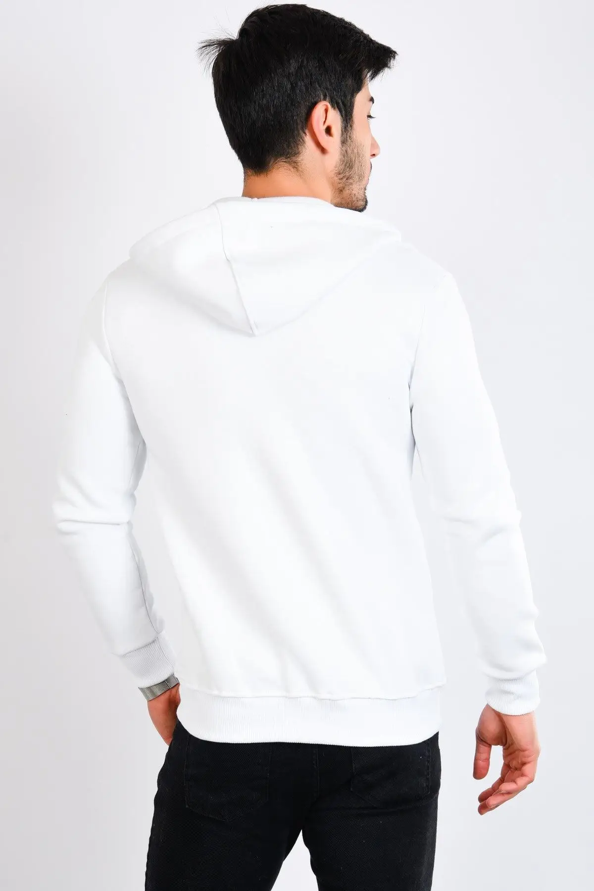 

Men's Hooded Fleece White Sweatshirts Sportswear Long Sleeve with Kangaroo Pockets 2021 Autumn Winter Season Elastic Comfortable