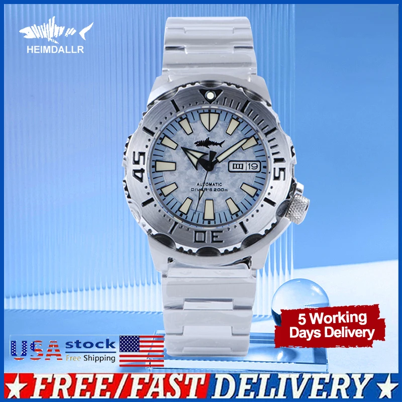 

Heimdallr Monster V2 Diver Watch Sharkey NH36 Watches Automatic Mechanical Sapphire Frost Dial Sapphire STL Bracelet 20Bar