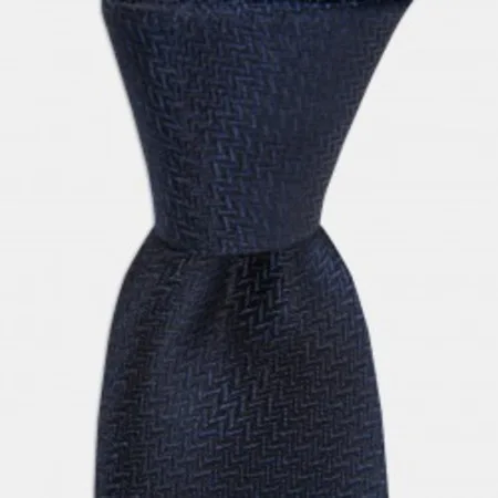 

Black pattern navy blue silk tie 67827948