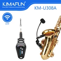 kimafun uhf wireless instrument saxophone microphone with receiver transmitter 130ft range plug and play for trumpet brass tuba