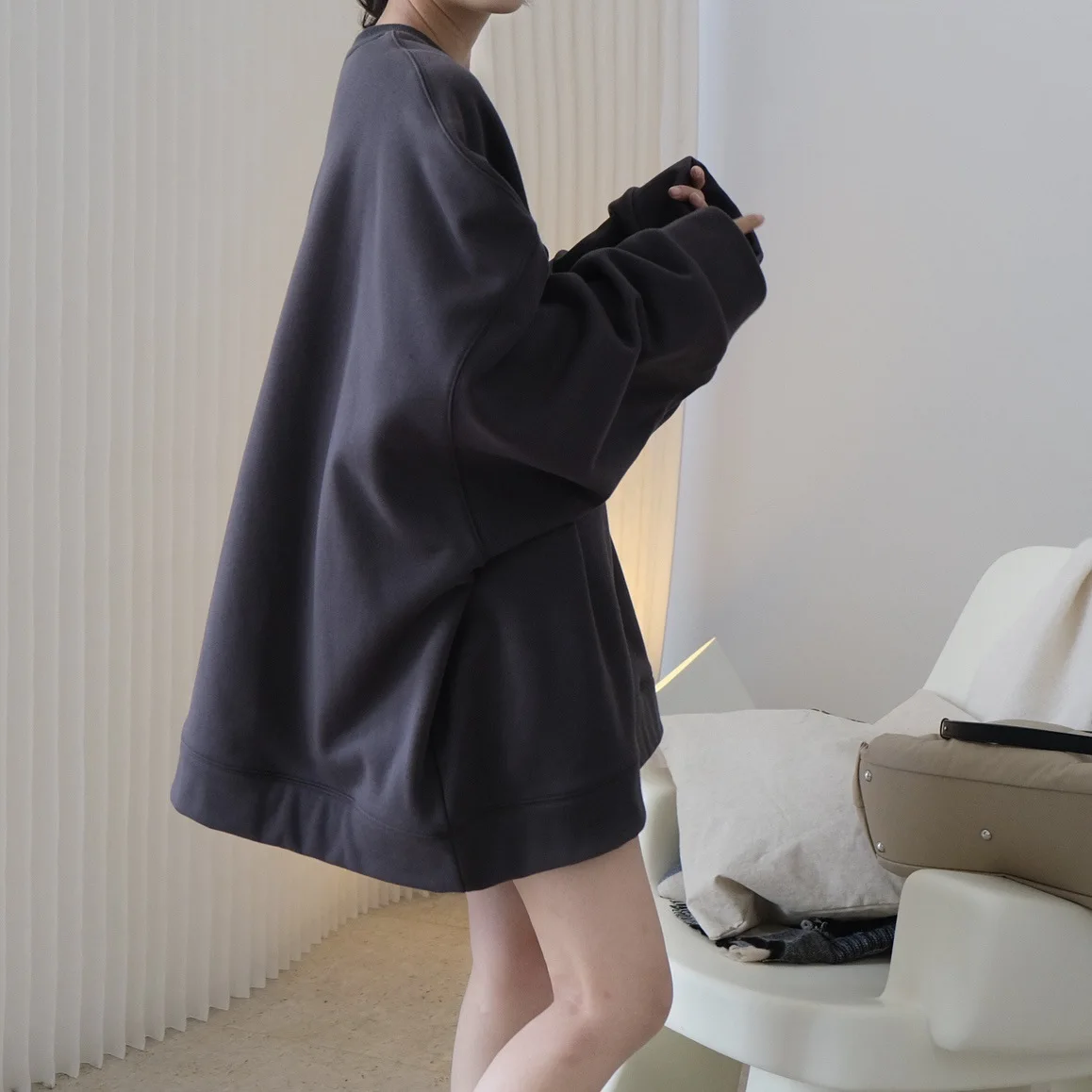 Новый женский объёмный мягкий оверсайз свитшот из мягкого хлопка - купить по