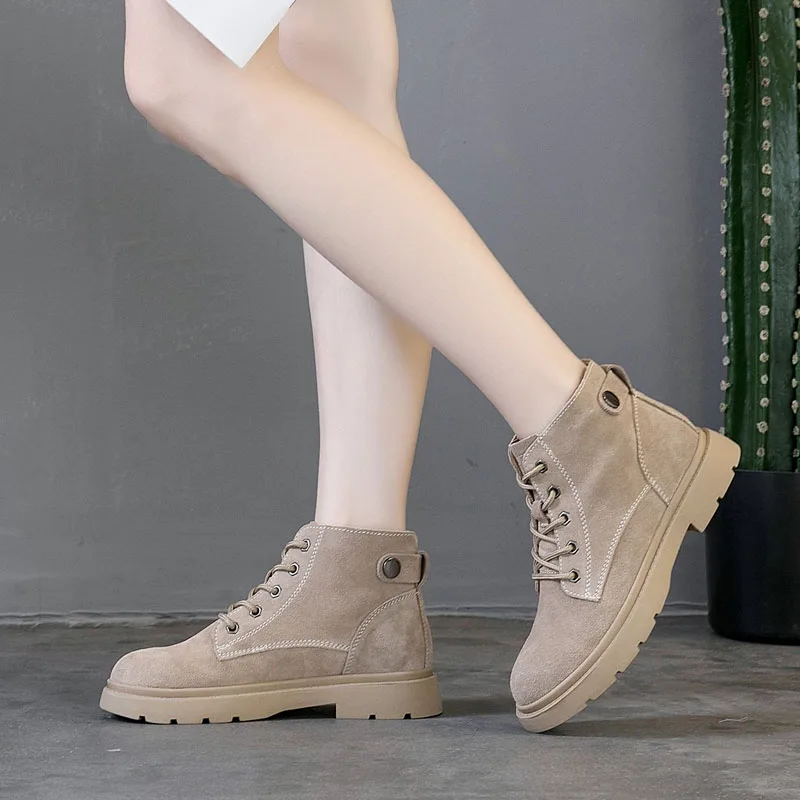 DRKANOL новые женские ботинки из натуральной кожи осень-зима ботильоны на плоской