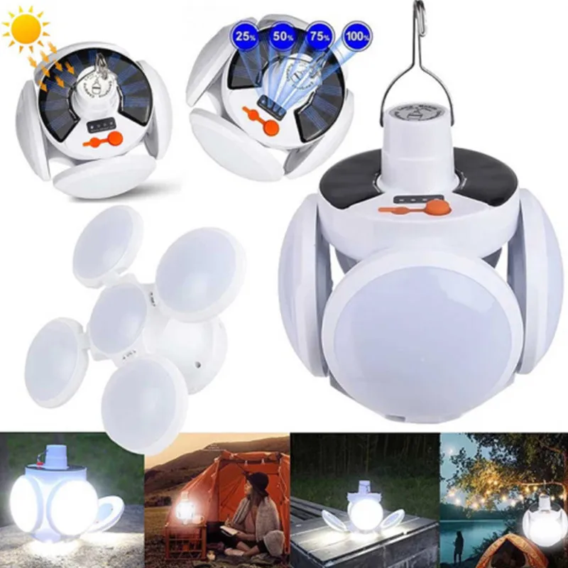 

2 in 1 Folding Solar Lamp Solar LED Torch USB Rechargeable Night Light Outdoor Camping Lamp Emergency Lights Portable Searchligh