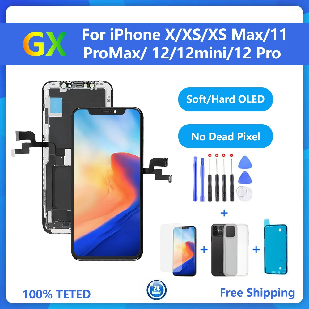 

Лучший GX OLED дисплей для iPhone X XS Max 11 Pro Max 12 12 Pro дисплей Pantalla 3D сенсорный экран дигитайзер в сборе сменный экран