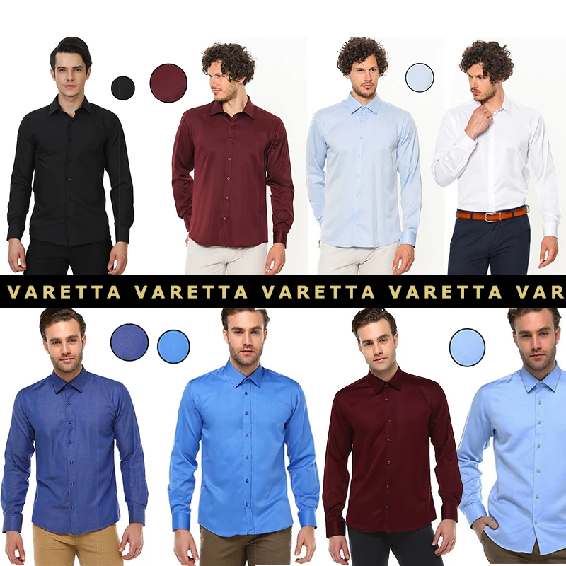 Solid Slim Fit Shirts For Men Long Sleeve Casual Business Shirt Men Cotton Full Sleeve Length Fashion Shirt  By Varetta Turkey