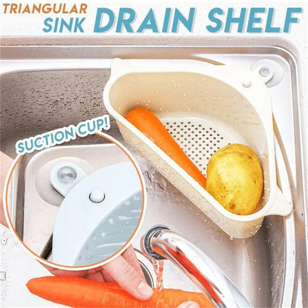 

Triangular Sink Strainer Drain Fruit Vegetable Drainer Basket Suction Cup Sponge Rack Storage Kitchen Tools Sink Filter Shelf
