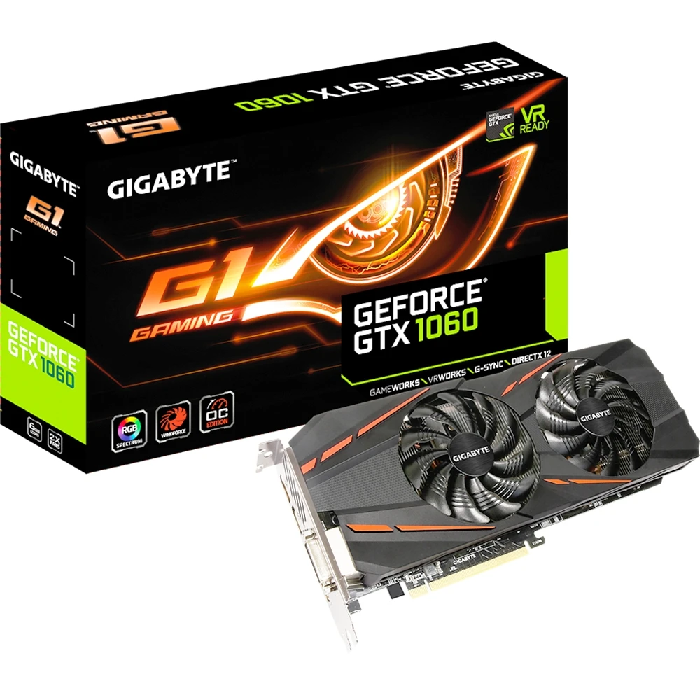 Видеокарта Gigabyte Gaming nVidia GeForce GTX 1060 1847MHz 6144MB 8008MHz 192 bit RTL [GV N1060G1 GAMING 6GD 3.0]|Видеокарты| |