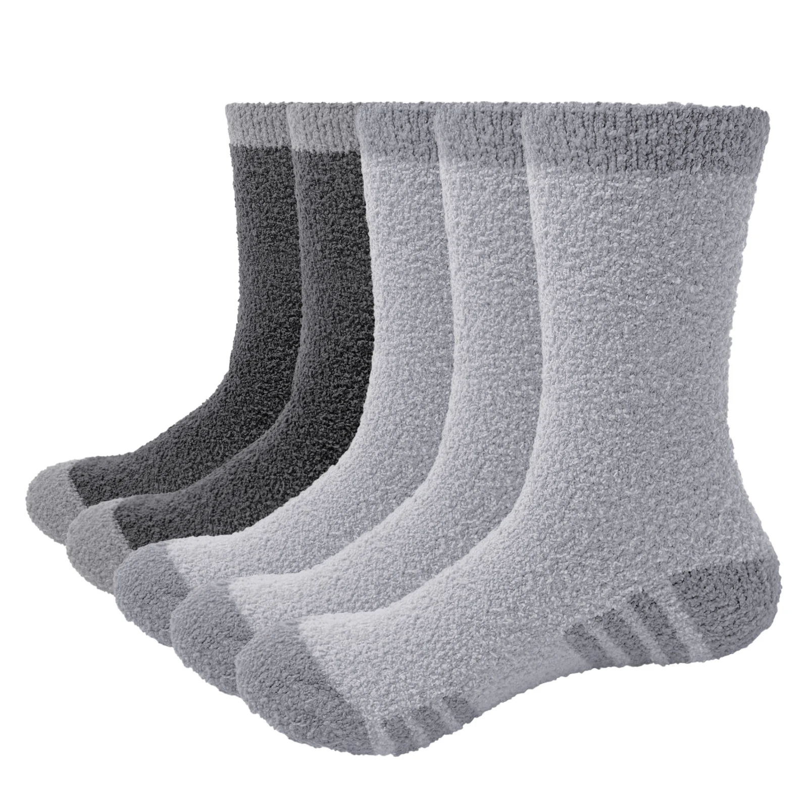 Men's Fluffy Socks Soft Fleece Cozy Fuzzy Thermal Warm Sleep Bed Socks For Men Size 37-44 EU(5 Pairs/Pack) images - 6