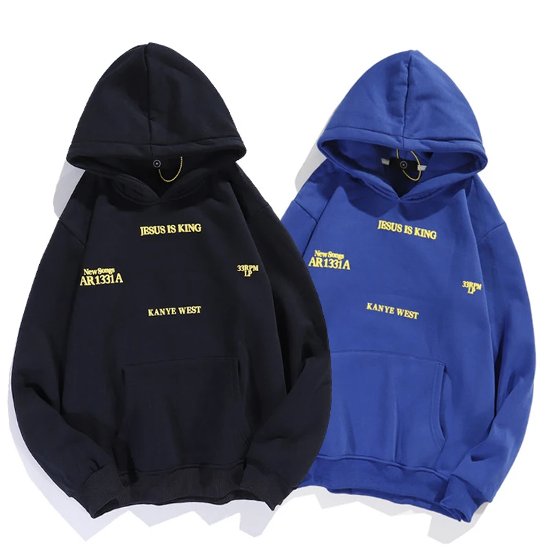 2021 KANYE WEST мужская толстовка с принтом темно-синего цвета изображением Иисуса
