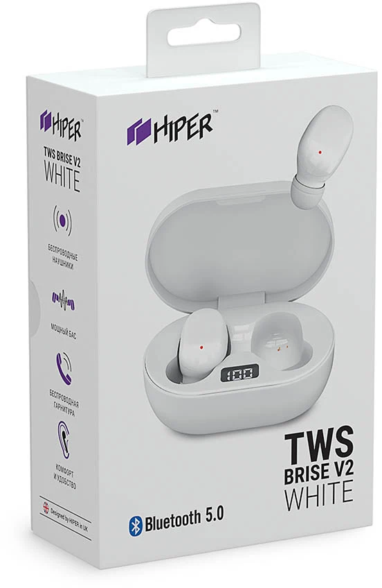 Bluetooth-наушники с микрофоном HIPER TWS Brise V2 HTW-S1 (White) | Электроника