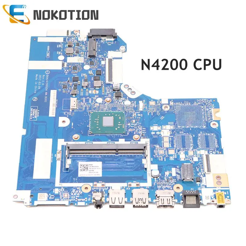 

NOKOTION For Lenovo ideapad 320-14IAP laptop motherboard DG424 DG524 NM-B301 5B20P19720 14 inch SR2Z5 N4200 CPU DDR4