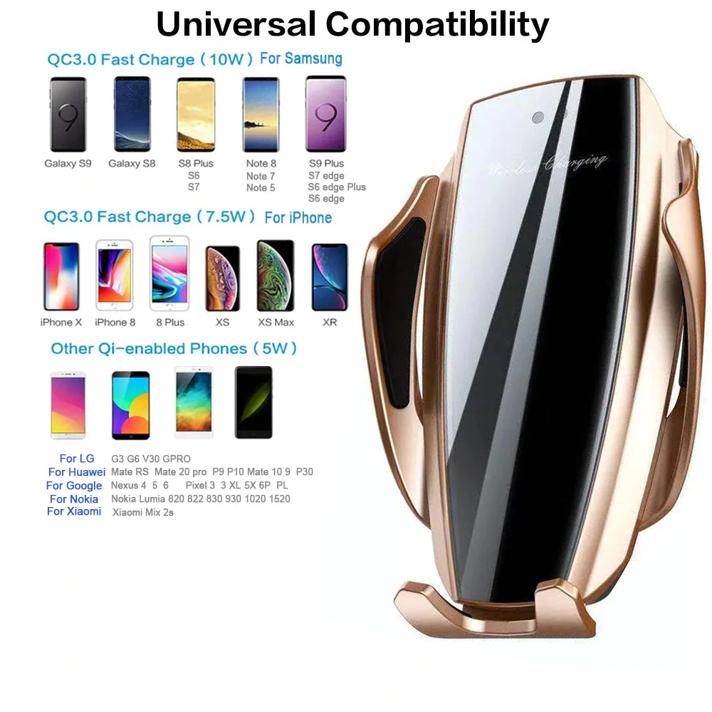 2020 CarAutoSpot New Automatic Clamping Car Phone Holder 10W Wireless Charger Fast Wirless Intelligent Infrared | Мобильные телефоны