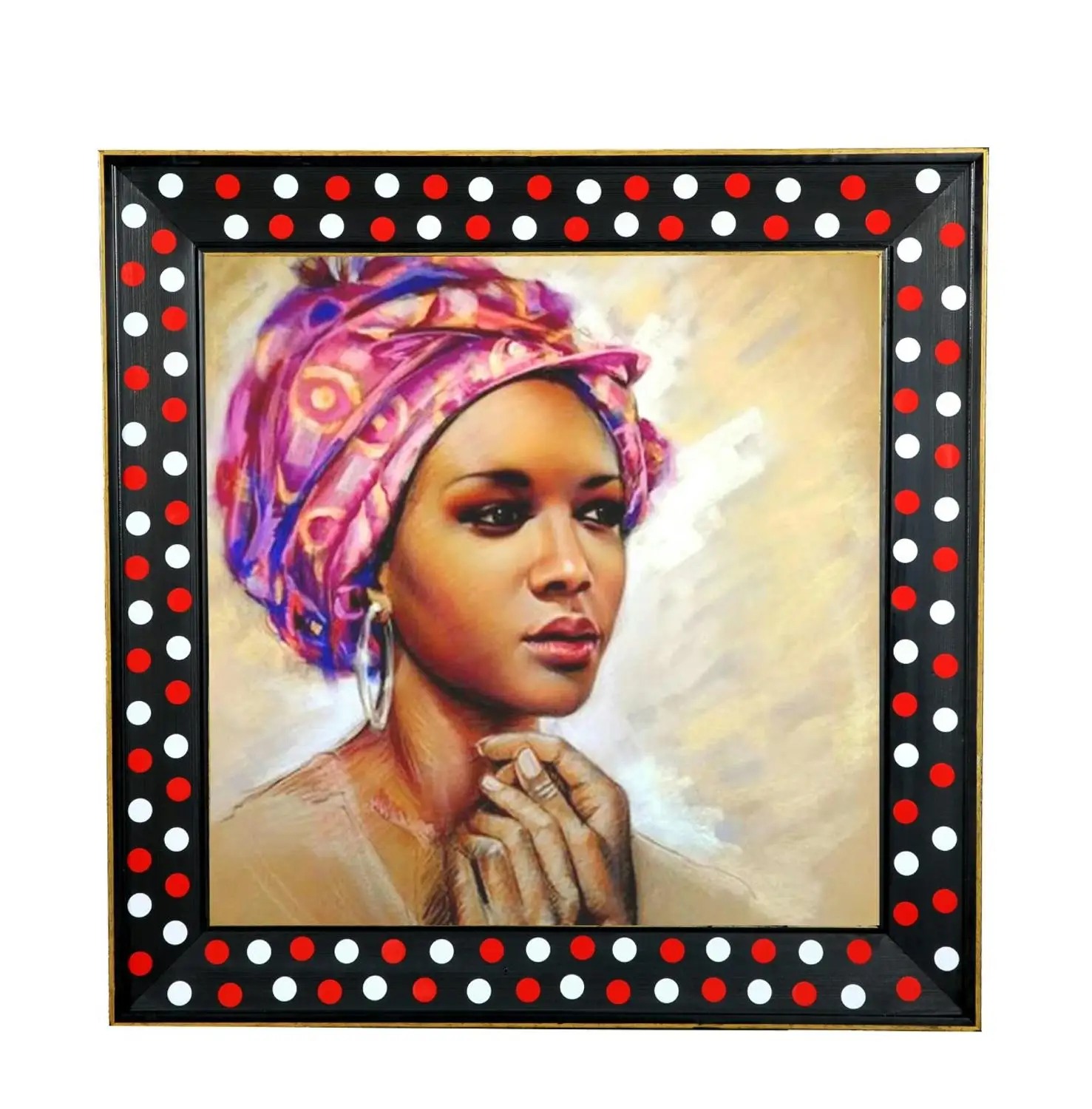 

Bahat Canvas Printed Glazed Wooden Colorful Framed African Black 51 * 51 cm