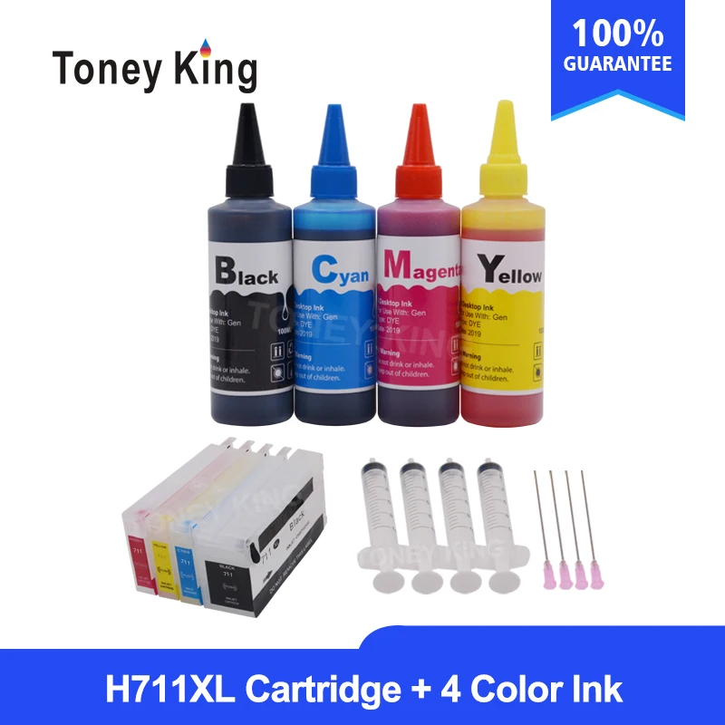 

Toney King 1Set CISS Replacement for HP 711 Ink Cartridges for HP DesignJet T520 T120 For HP T120 T520 Printer with 400ML ink