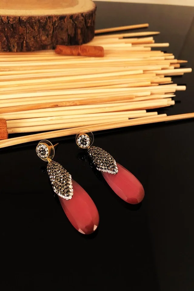 

Dr stone natural stone handmade with Cat's Eye stone gold plated Earrings KTD 439799426