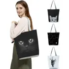 Дизайнерские сумки, женская сумка 2021 Милая Черная кошка, сумка-шоппер с принтом, многоразовая Повседневная сумка на плечо для офиса, пляжная сумка для путешествий