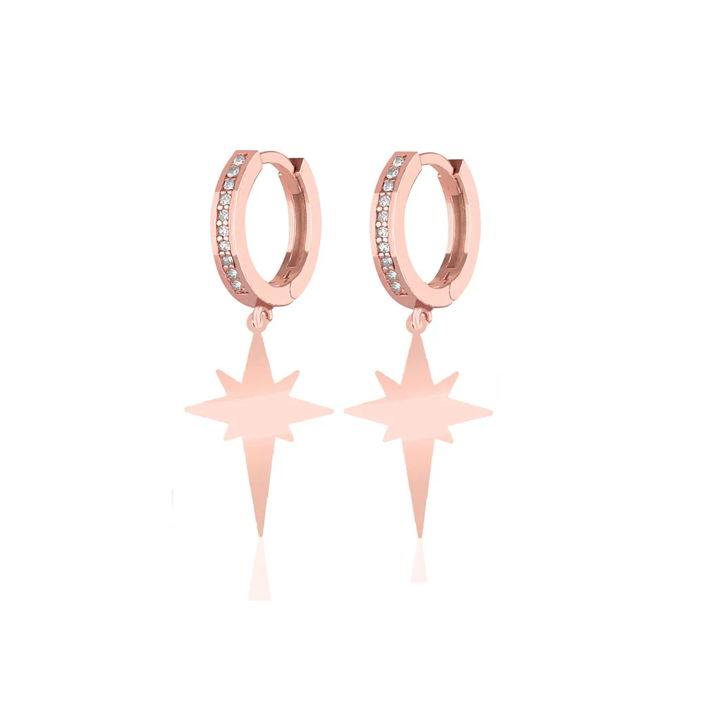 

Showy Jewelry 925 Sterling Silver the North Star Earrings For Women Rose Gold Plated With Zircon Drop Earrings