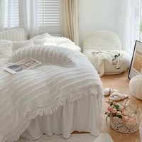 34pcs luxury bedding set white tassel princess style duvet cover set queen bed linen sheet quilt covers bedspread on the bed