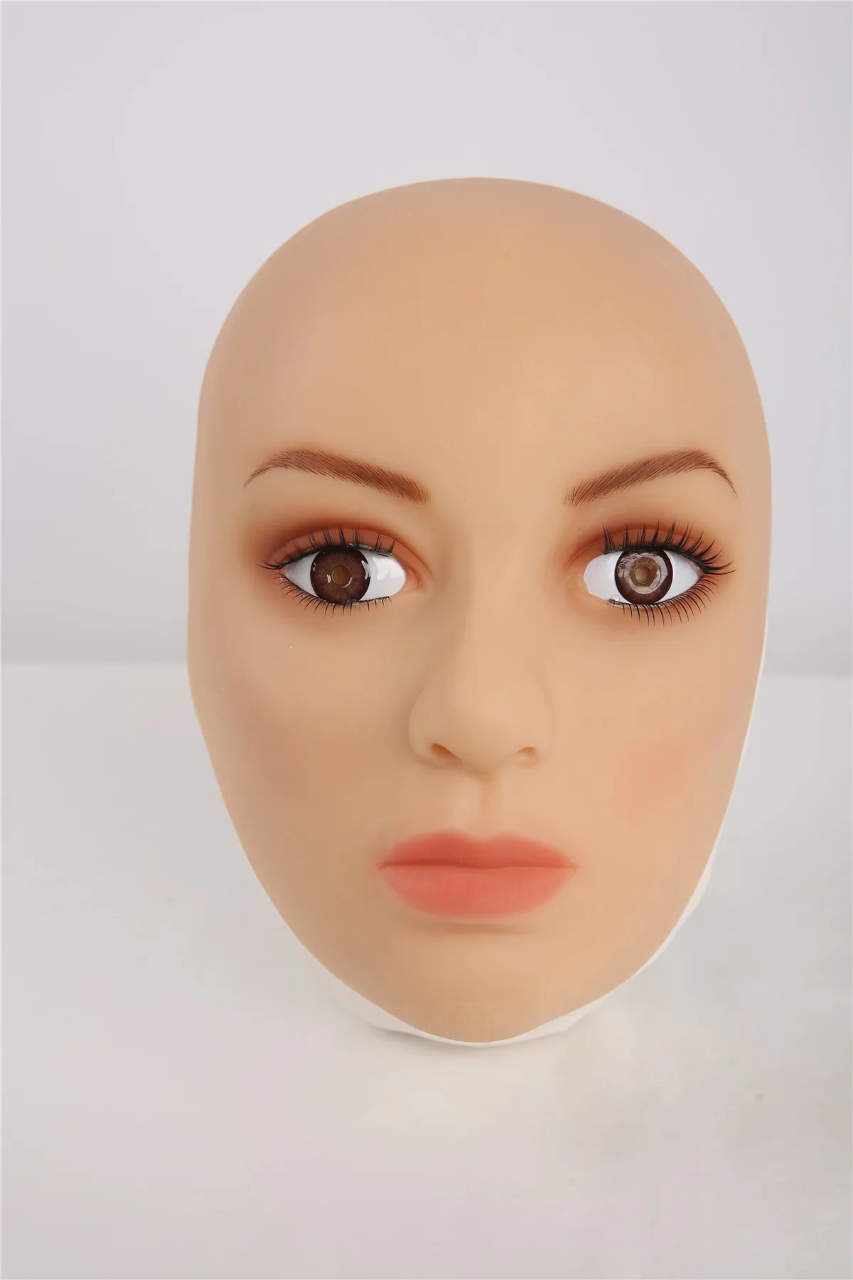 

(Sh-9) Crossdress Half Head Realistic Silicone Transgender Female Cosplay Cross Dressing Mask With Fake Eyes Male To Female