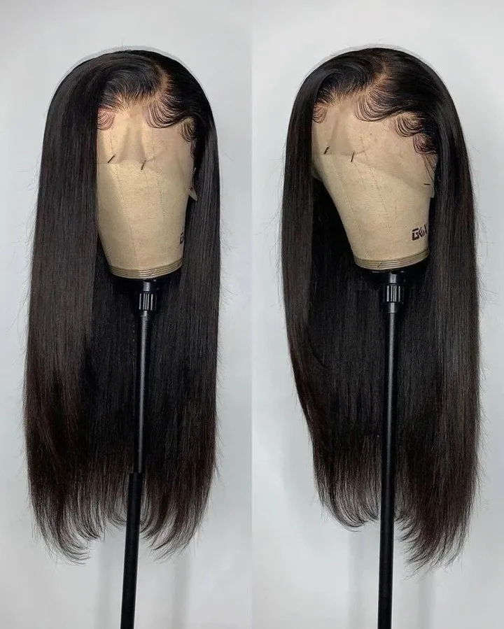 Straight Wigs With Lace Front Synthetic Smooth Wig Black Synthetic Lace Wigs High Temperature Fiber Hair Daily Wig