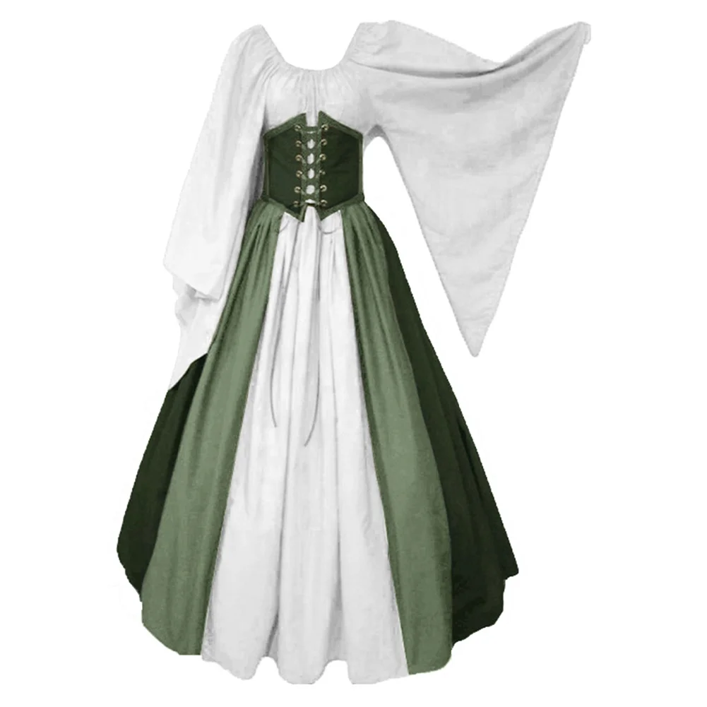 Green Pirate Dress Medieval Renaissance Dress Gothic Victorian Ball Gown Halloween Carnival Suit