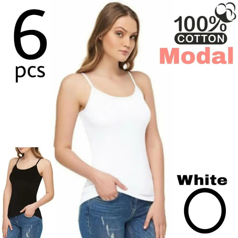 Woman Hanging Undershirt 6 Pcs Woman Undershirt Cotton And Lycra Fabric Undershirt Wide Shoulder Undershirt Woman Undershirt