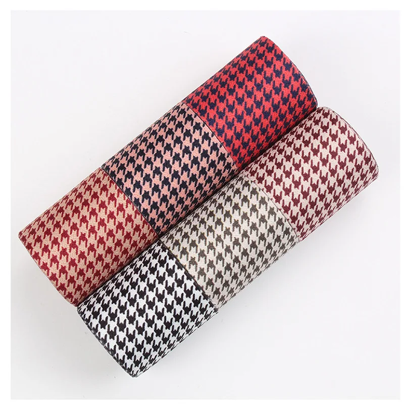 Клетчатая сетчатая лента гусиная лапка черно-белая красная двухсторонняя в