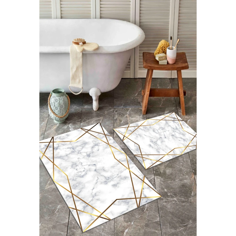 

Bathroom Front Doormat Carpet Shower Accessories Anti-Slip Floor Sink Tub Toilet Feet Set Luxury Super Absorbent Digital Print