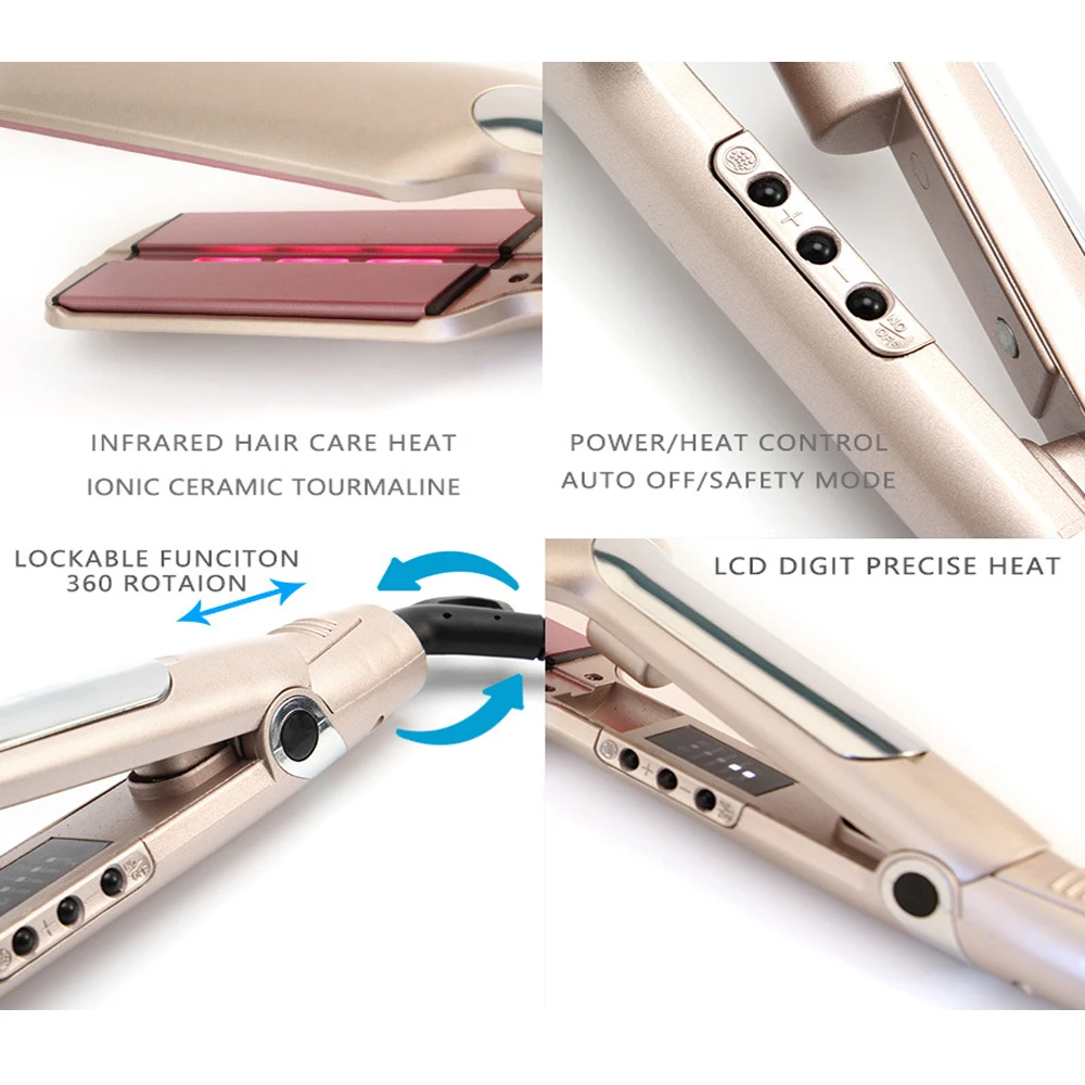 RUCHA Профессиональный паровой выпрямитель для волос инфракрасный плоский утюг