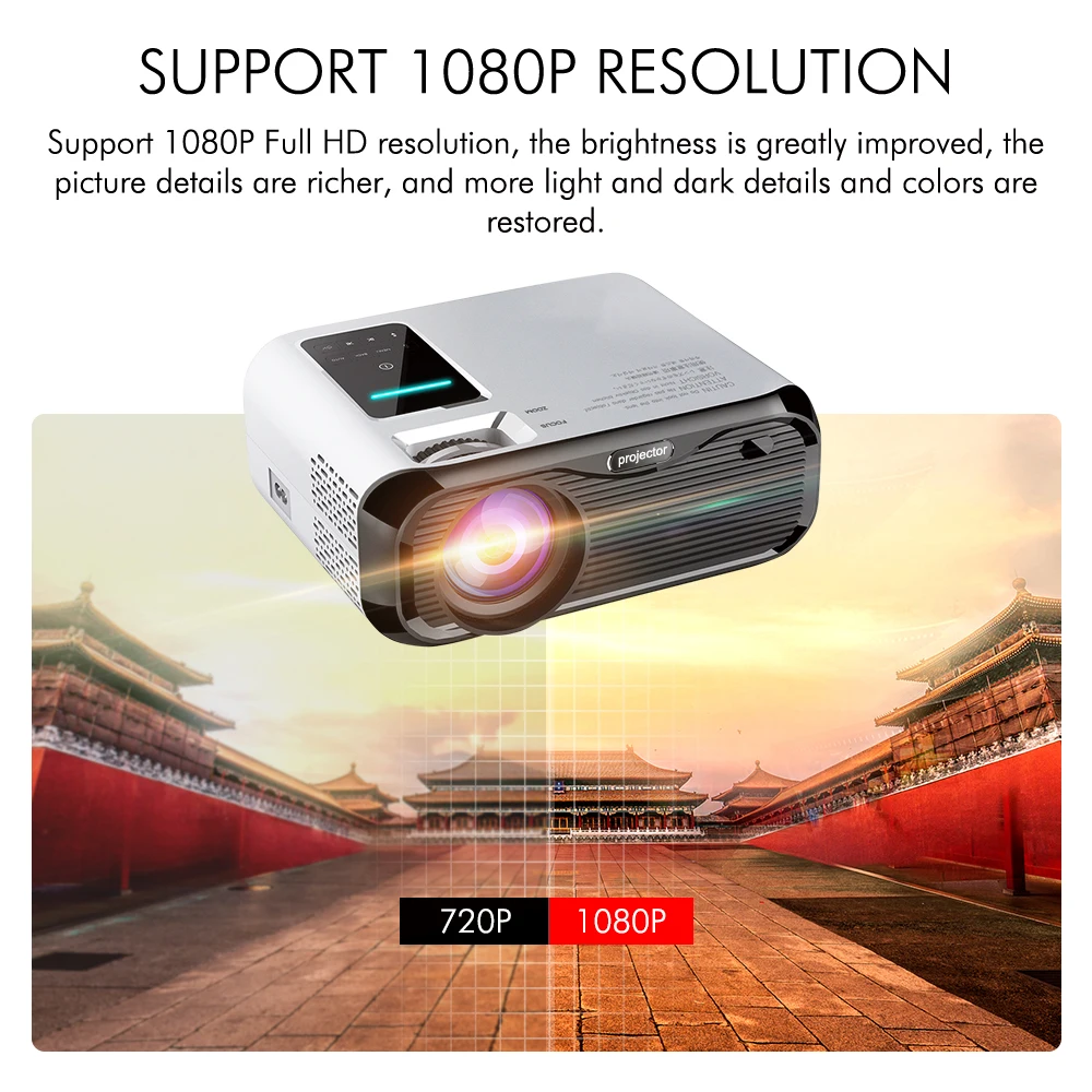 UNIC E500 150 дюймов 1280x720P 6000 люмен ЖК проектор 1080P HD HDMI совместимый с Wi Fi Домашний