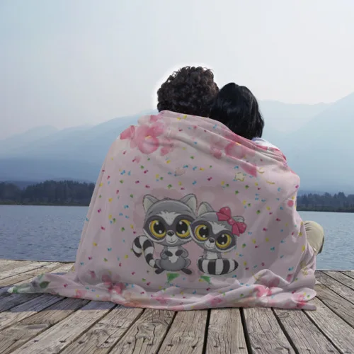 Plaid 3D cute raccoons | Дом и сад