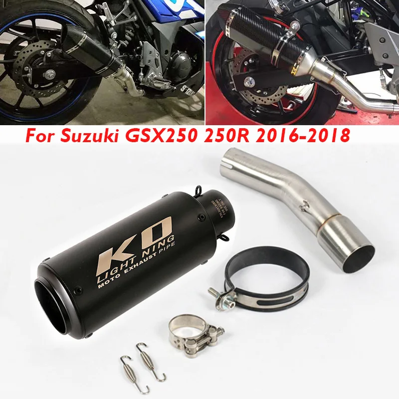 

Слипоны GSX250 GSX250R глушитель выхлопного наконечника мотоцикла 51 мм Escape Средний разъем для Suzuki GSX250 GSX250R 2016-2018