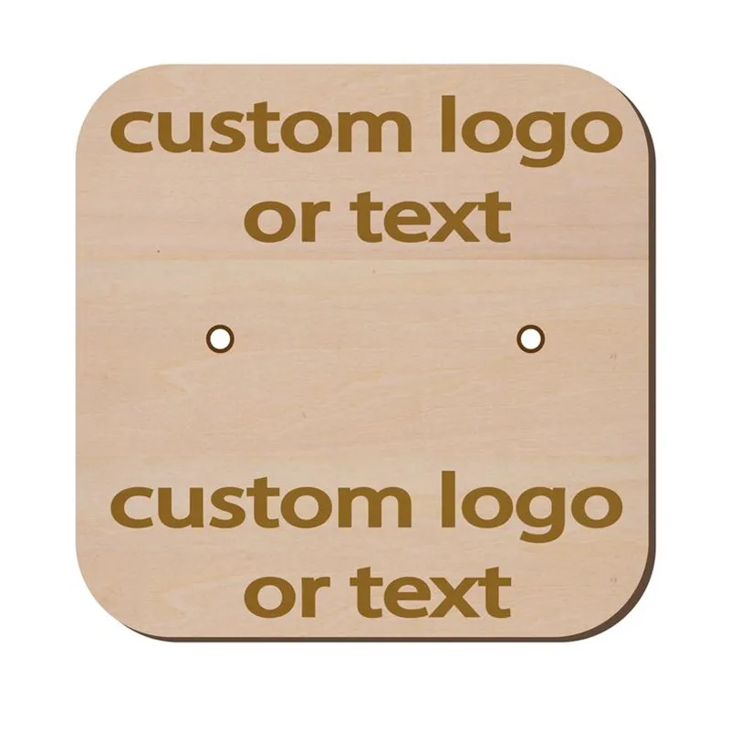 Personalised Wood earring holder card with logo text, cusotm engraved earring display card tags, jewelry display packaging cards