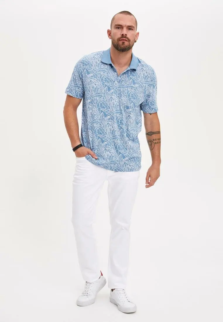 Мужская Повседневная рубашка DeFacto модная с коротким рукавом и принтом