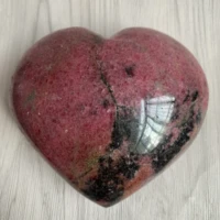 natural stone rhodonite crystal heart decoration mineral polished healing rock quartz gift reiki feng shui spiritual